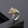 Fashion Wholesale Personality Leopard Head Design Gold Zircon Wedding Ring Men And Women Open Ring Jewelry